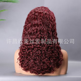 DoubleDrawnPixieCurly European and American wig, front lace, real human hair, curly, in stock, short hair