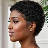 machine made short curly huamn hair wig black women