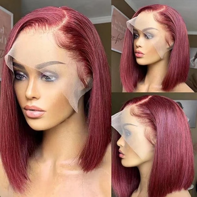 10A Brazilian 99j Bob 200%density 13*4 Frontal Lace Wig