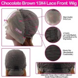 Hot chocolate brown front lace human hair wig, popular in Europe and America, available in stock in Xuchang