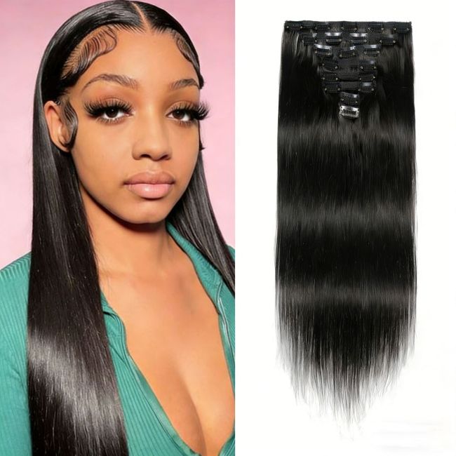European and American cross-border clip-in human hair invisible seamless hair extensions clip-in human hair wigs