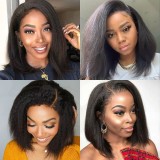13*4 closure frontal yaki kinky straight BOB huamnhaie wig