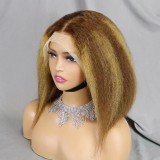 12A Kinky Straight Bob 13*4  Lace Frontal Brazilian Hair wig