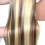 Human hair lace wig 13x4 lace4/613# Front wig, long straight hair, light golden gradient, cross-border