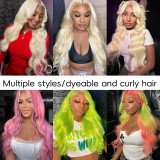 12A 13*4 613# Body wave human hair wigs in platinum color