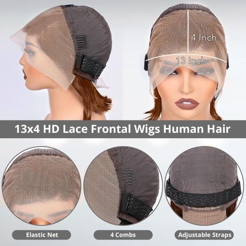 13x4 frontal bob wig 4#Real human hair BOB wig