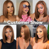 13x4 frontal bob wig 4#Real human hair BOB wig