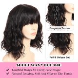 European and American wigs made of real human hair for women, with bangs, machine-made body wave bob wigs, cross-border wholesale