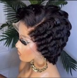 13*4 pixie cut human hair wigs foreign trade real human hair wigs pixie short hair