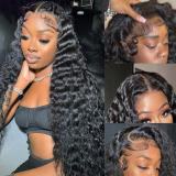 9A 13*4Frontal Deep Wave Peruvian Human hair Wigs