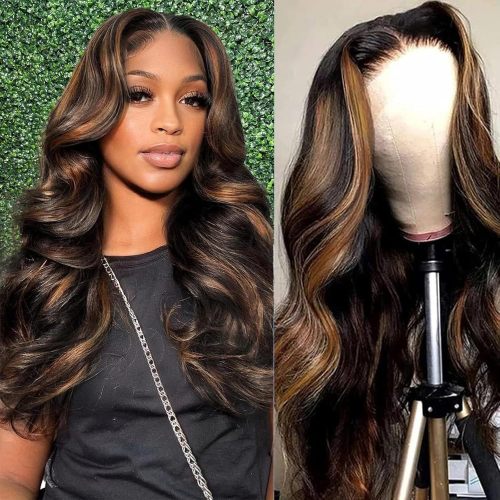 European and American wigs made of real human hair 13x4 Highlight Lace Front Wig Human Hair cross-border
