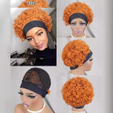 100% human  hair  headband   Short  curl wig