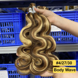 Wig made of real human hair, hair bundles P4/27/30 bulk hair human hair, European and American cross-border wigs