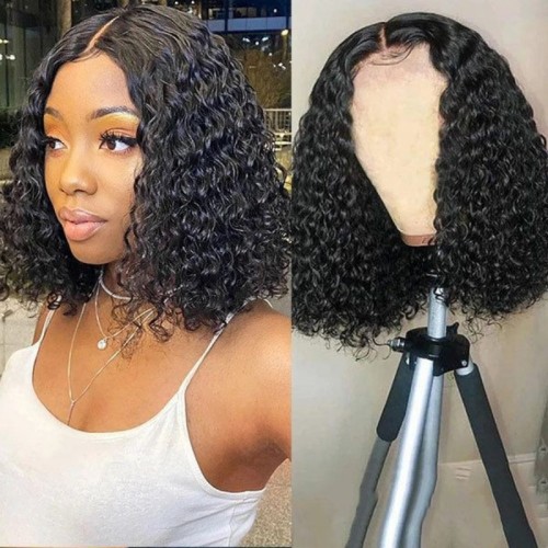 12A Brazilian Jerry Curly Bob 13*4 Frontal Lace Human Hair