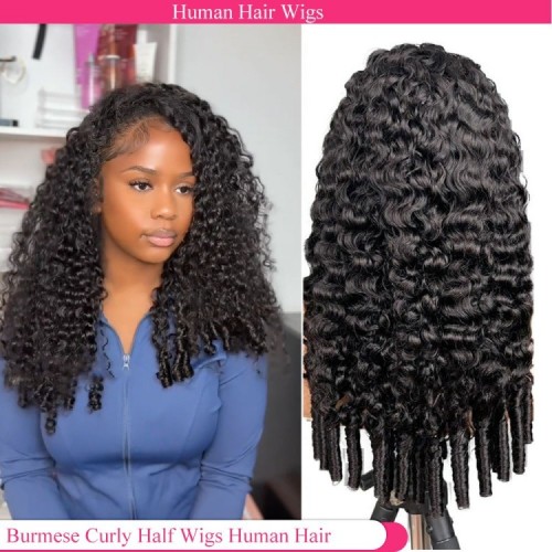 3-in-1 Burmese curly half wig machine-made