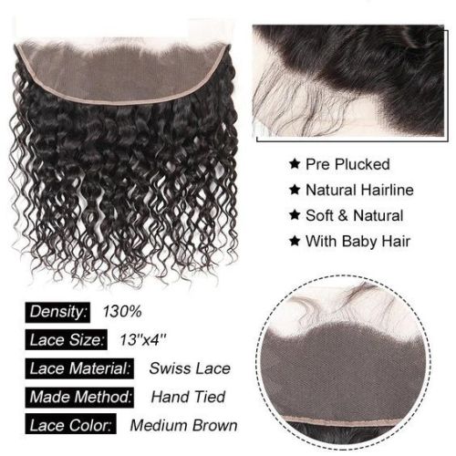 13*4 HD lace water wave curly hair extensions, real human hair, cross-border supply, in stock