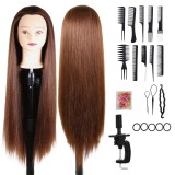 High-temperature synthetic fiber wig mannequin head 28inch Invisible halo styling head model for hairdressing teaching