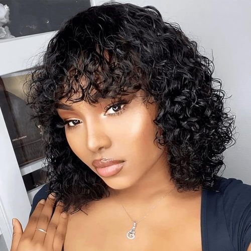European and American wigs made of real human hair for women with bangs, water deep bob wigs, foreign trade cross-border wholesale