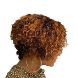 Ombre Brown Curly Human Hair Wig Glueless Ready To Wear 13x4