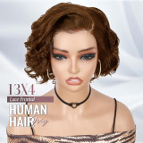 Cross-border European and American wigs made of real human hair, 13x4 lace front short pixie cut wigs