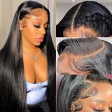 European and American wigs made of real human hair, 13x6 lace front, straight hair, women's headgear, cross-border wholesale