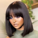 Fringe Bob 3*1 Lace 100% Human Hair Straight bangs wig Bob