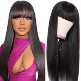 European and American wigs made of real human hair with bangs, straight wigs, real hair headpieces, cross-border wholesale