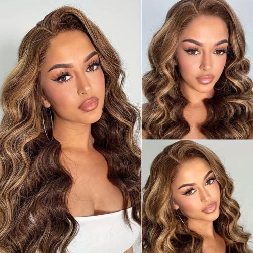 13*4HD transpat Omber highlight P4/27 color huamn hair wig