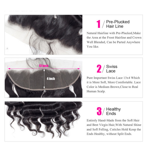 loosedeep13*4Lacetopfrontalhumanhairwig real human hair curtain hairpiece real hair