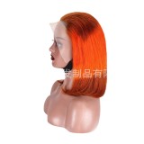 Humanhair front lace wig from Xuchang, real human hair, full head long hair wig for women, can be dyed and permed, with customizable bangs