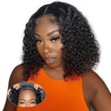 Pre-Plucked Pre-Cut Bob Glueless Wig Curly 4x4 Real Human Hair