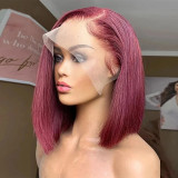 12A Straight Bob Red 99j Vietnamese Hair 13*4frontal wig