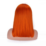 European and American fashion orange wig, bobo style with middle-parted bangs, African lace front wig