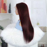 13*4 frontal lace straight wig, dark red 99j wig, one-piece drop shipping