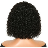 Wig made of real human hair with lace front, T-part BOB curly women's wig, cross-border wholesale, curly short hair