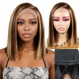 5x5  Lace Closure Double Drawn Wigs Bob Straight Glueless