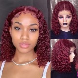 12A 4*4 closure Glueless Deep Curly Bob 200% density Indian