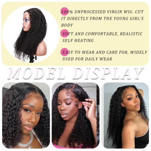 Xuchang wig 4x4 natural color Jerry curly lace front human hair wig cross-border curly hair