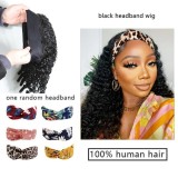 Headband Burmese Curly Wigs Human Hair with Spiral Curly End
