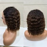 12A 13*4  Frontal Deep Curly Bob 200% density Indian Hair