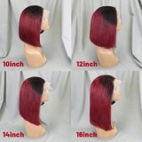 Bone Straight Lace Frontal Wig Short Bob 1B/99J Human Hair