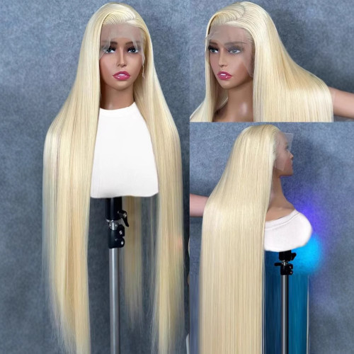 613# Blonde  Human Hair Wigs 13*4 big HD frontal transparent