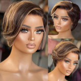 Brazilian Human Hair T lace piano Highlight 4/27 pixie wig