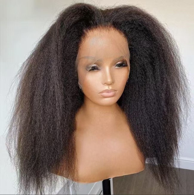 13*4 Kinky Straight Lace Front Wig Human HairLong Wigs Yaki