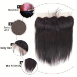 13by4 frontal Transparent lace huamn hair prepluck with baby