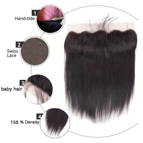 13by4 frontal Transparent lace huamn hair prepluck with baby