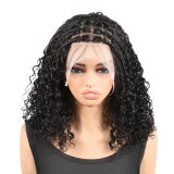 13x4 Lace Pre Braided Bob Kinky Curly Wig Human Hair 180%