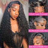 12A13*4 wigs 180% high-density deep wave real human hair long curly wig headpiece human hair