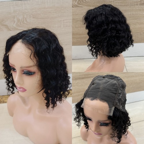 4*4 lace Curly Bob Glueless 200%density  10inch Human hair
