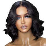 13*4 HD Transparent Front Lace Bob Wig with Big Wavy Curls, European and American Bestseller, Xuchang In-Stock Human Hair Factory